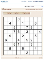 Interactive Sudoku game distributed by King Features Syndicate