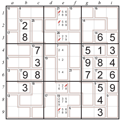 Killer Sudoku techniques: Pointing Pairs B