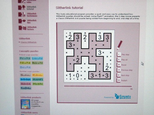 Slitherlink tutorial animation shown on our 2.5 Meter wide screen. We went through all of it - step by step.