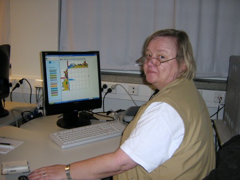 Leena Helttula and a Color Pic-a-Pix. Photographed by a student named Li Li.