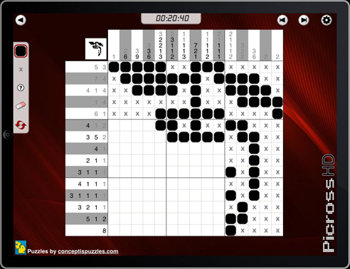 Picross HD: Puzzle grid, partially solved
