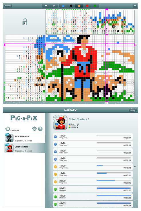 Pic-a-Pix for iPad and iPhone (iPad screens)