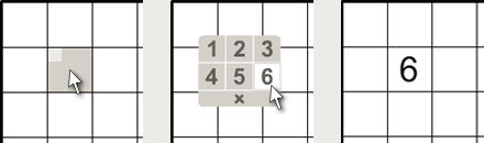 Placing and deleting numbers (Keyboard: numerical keys)