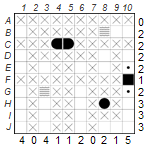 Remaining empty squares in a row or column are water (B)