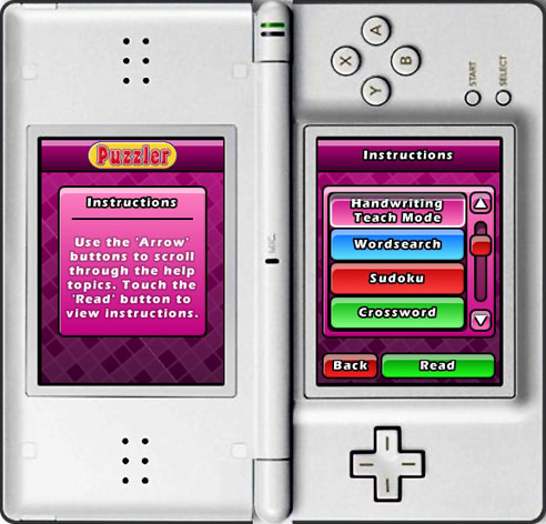 Puzzler World for Nintendo DS/DSi: Select a puzzle game