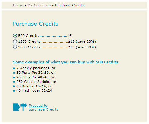 Purchase credits