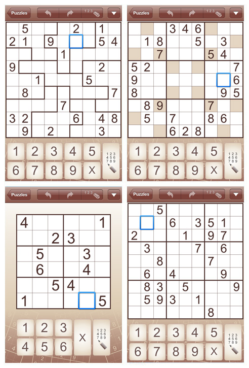 Sudoku for iPad and iPhone (iPhone screens)
