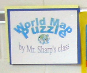Detail: World Map puzzle by Mr. Sharp's class