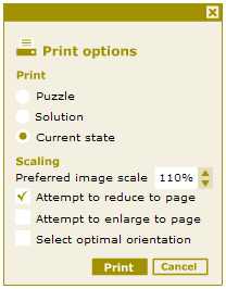 Print options dialog box