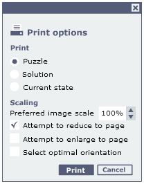 Print options dialog box