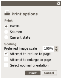 Print options dialog box