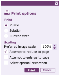 Print options dialog box
