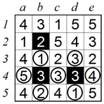Shading squares in rows and columns B