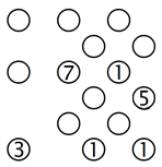 Special cases of 3 in the corner, 5 on the side and 7 in the middle (A)