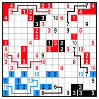 Color Link-a-Pix - step 2 (A)