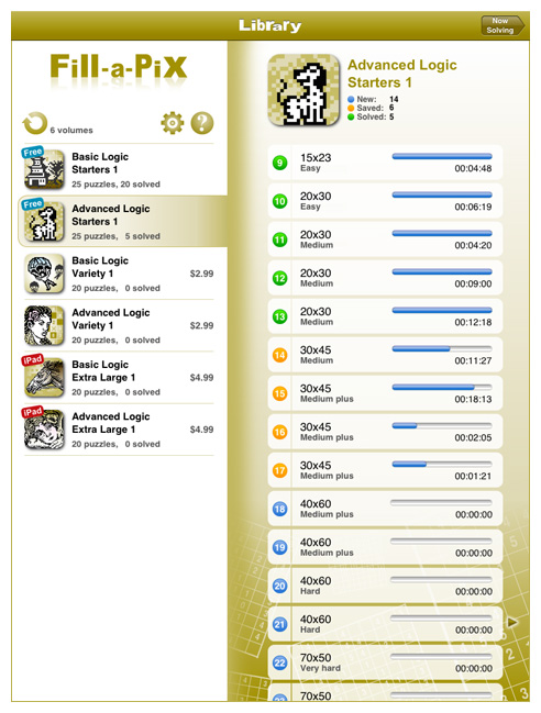 Fill-a-Pix for iPad and iPhone (iPad screen)