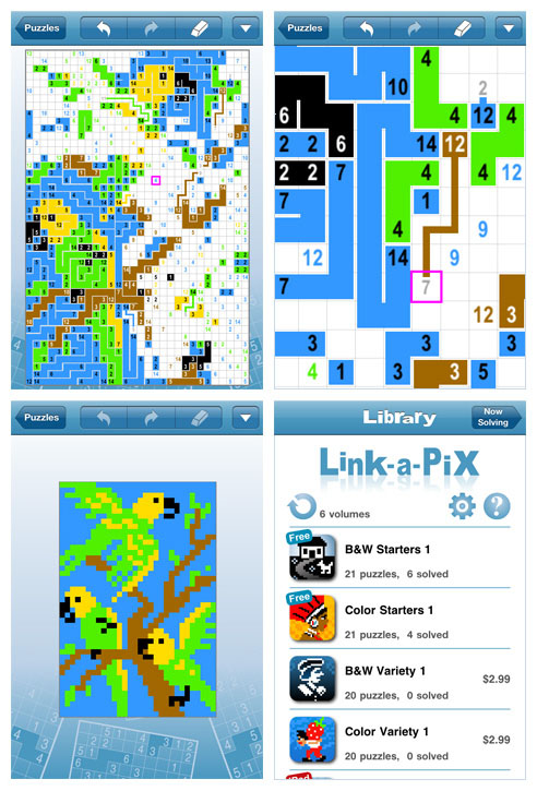 Link-a-Pix for iPad and iPhone (iPhone screens)