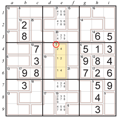 Killer Sudoku techniques: Pointing Pairs A