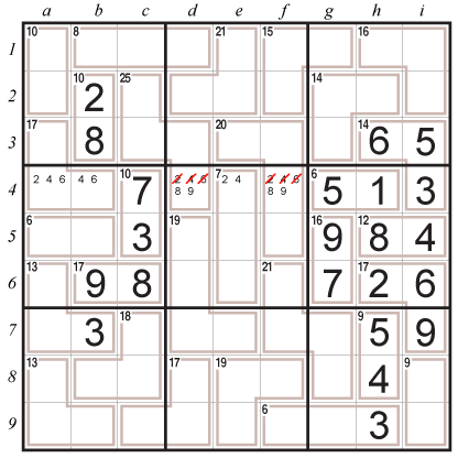 Killer Sudoku techniques: Hidden Pairs B