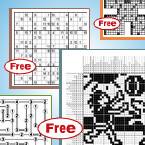 Free puzzles to vary in difficulty and size each week