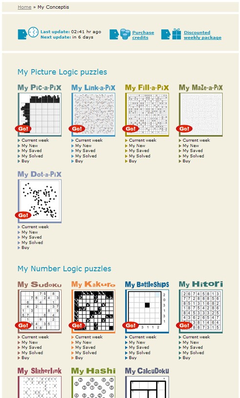 My Conceptis homepage