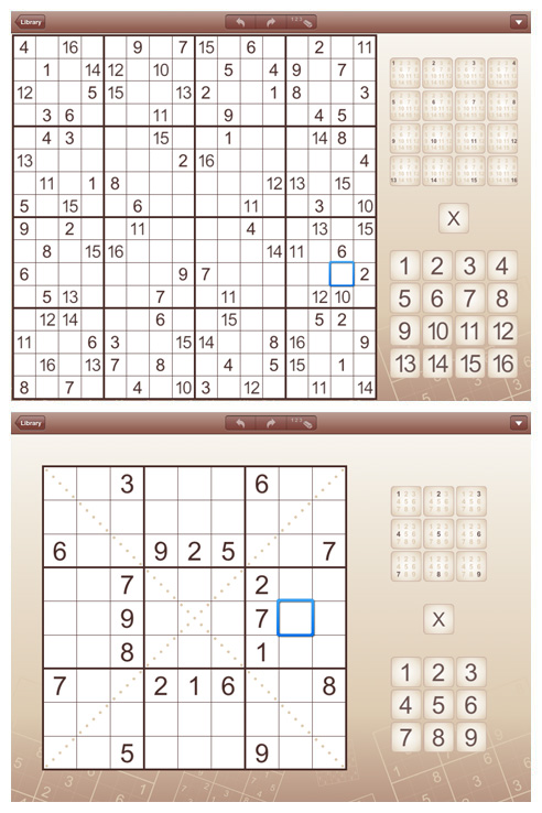 Sudoku for iPad and iPhone (iPad screens)